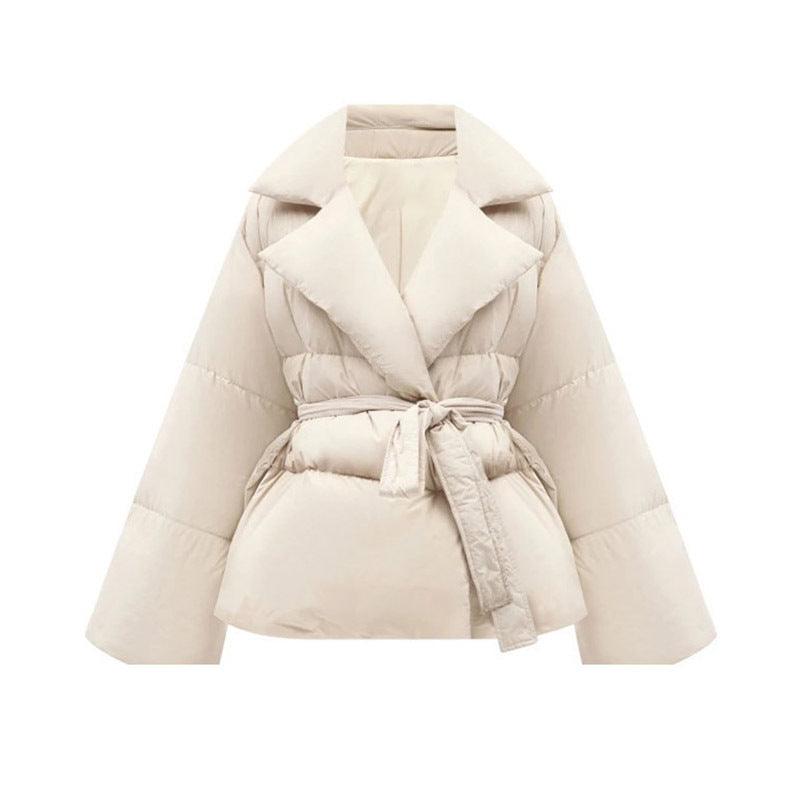 Manteau Matelassé Oversize à Motif Géométrique et Ceinture Ajustable