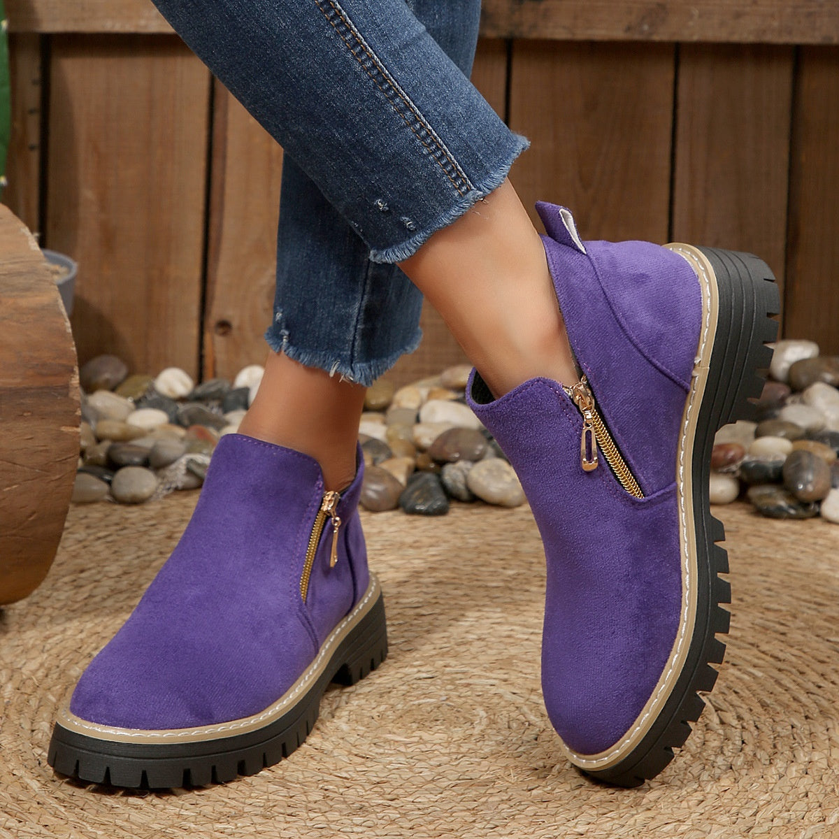 Bottines chunky en suédine