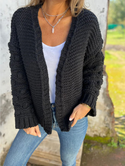 🖤 Cardigan d’Hiver – Maille Épaisse & Coupe Décontractée