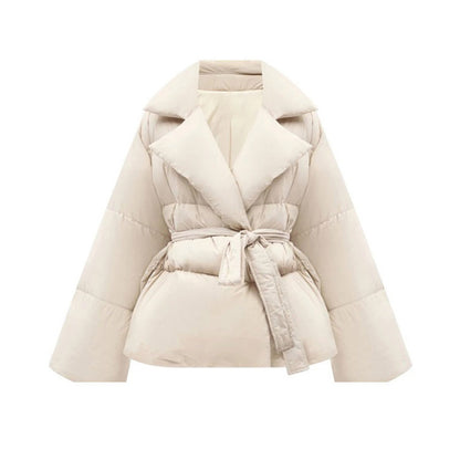 Manteau Matelassé Oversize à Motif Géométrique et Ceinture Ajustable